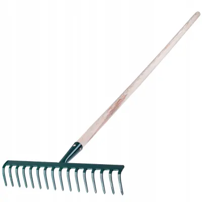 grablje za listje, vrtna trava, lesen ročaj, 138 cm, 16-zobne trdne grablje
