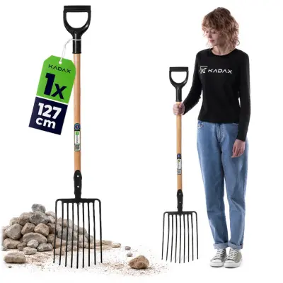 Zatrepne vile za kamenje in drobljenec 9-zobne kovinske vrtne trdne 129 cm