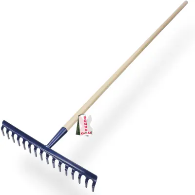 Vrtne grablje za travo z lesenim ročajem, 150 cm, kaljene grablje, 16 zob