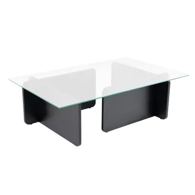 Kavna miza s kaljenim steklom 105x30x65cm, črna