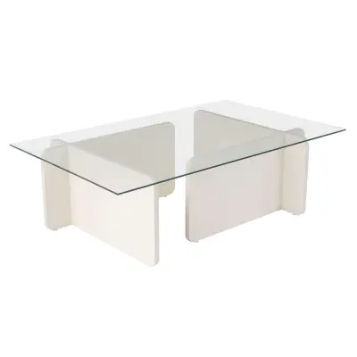 Kavna miza s kaljenim steklom 105x30x65cm, bela