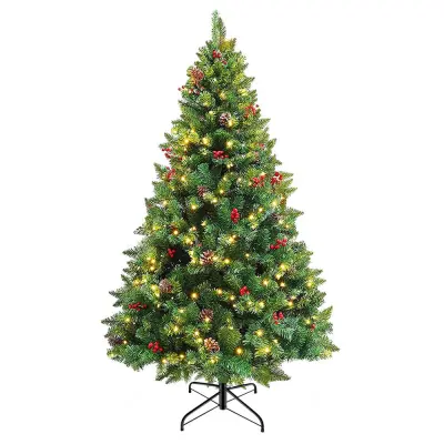 150 cm LED božično drevo z toplimi belimi lučmi - enostavna sestava in prostor varčna zasnova