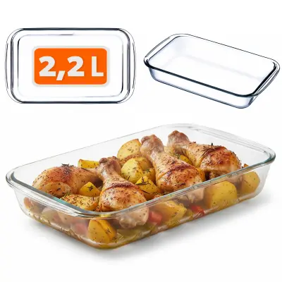 2,2L pravokotna steklena pekača, majhna za peko