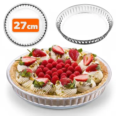 okrogel steklen pekač za pico, odporen proti pečici, 28 cm