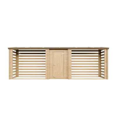 TIMBELA M206 Lesena drvarnica z zaprto shrambo 6,18 m2