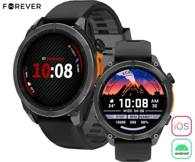 Pametna ura FOREVER FOCUS SW-900, GPS, 1.43" AMOLED, BT, Android + iOS, črna (Midnight Black)