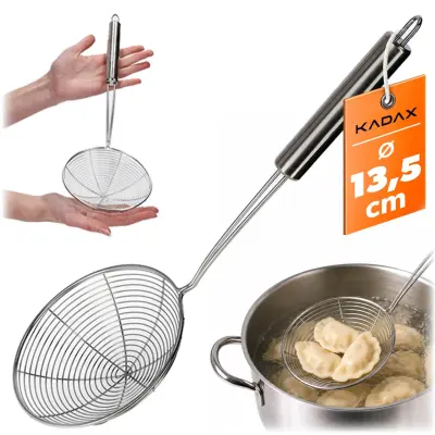 žlica z režami, cedilo, kuhinjski skimmer, cedilo, zajemalka, masivno jeklo