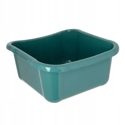 Plastična kvadratna posoda za perilo 8 l, majhna, z ročaji, zelena