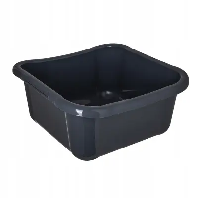 Plastična kvadratna posoda za perilo 12 l, velika, z ročaji, siva