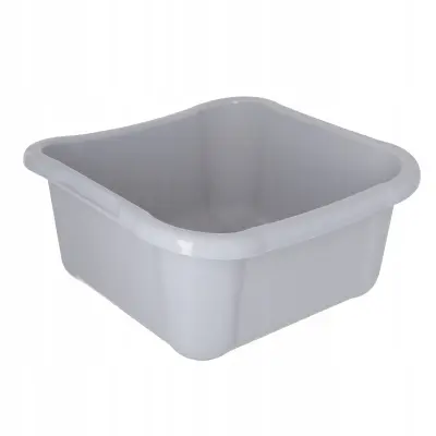 Plastična kvadratna posoda za perilo 8 l, majhna, z ročaji, siva