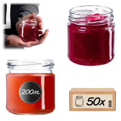 50 kosov kozarcev 200 ml kozarci za med, marmelado, sladoled, stekleni Fi 66