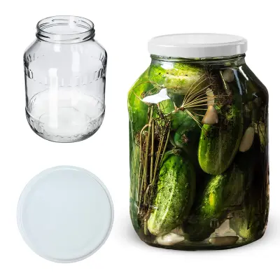 steklen kozarec 2,5 l za med, kisle kumarice, likerje + pokrovček Fi100