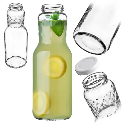 steklena steklenica 1L 1000 ml za sok, tinkture, marmelade, sokove, sokove s pokrovčkom