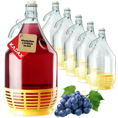 Carboy 5L steklenica, ženska steklenica za vino, liker in pokrovček, 6 kosov