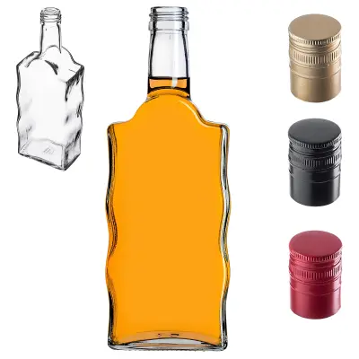 steklena steklenica Wave 500 ml za likerje, vino, liker, vodko, moonshine z navojnim pokrovčkom
