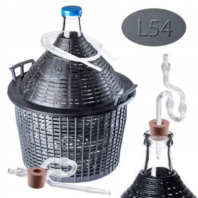 Carboy 54L za vino v košari s plutovinasto cevjo, komplet za vino, 4-delni