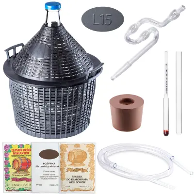Vinska steklenica Lady 15L + komplet za vino s plutovinasto zračno zaporo