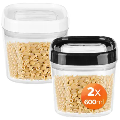 Posoda za živila za razsute izdelke, testenine, plastični pokrov 0,6 l, komplet