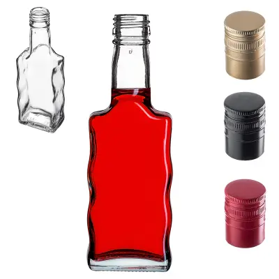 steklena steklenica Wave 200 ml za likerje, vino, liker, vodko, moonshine s pokrovčkom