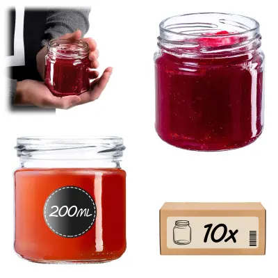 10 kosov kozarcev 200 ml kozarci za med, marmelado, konzerve stekleni Fi 66