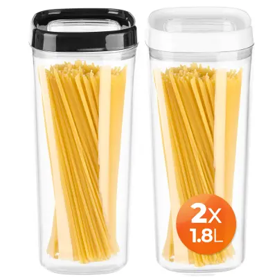 Posoda za živila za razsute izdelke, testenine, plastični pokrov, 1,8 l, komplet