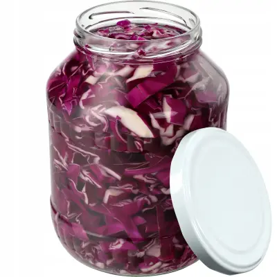 steklen kozarec 1,7 l za med, kisle kumarice, likerje + pokrovček Fi89