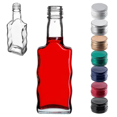 steklena steklenica Wave 200 ml za likerje, vino, liker, vodko, moonshine s pokrovčkom