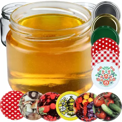 10 kosov steklenih kozarcev 330 ml 300 ml kozarci za medene marmelade pokrovčki Fi 82