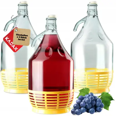 steklenica za vino 5L balon dama v košari steklenica za vino + zapiralo 3 kosi