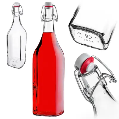steklena steklenica 1L 1000 ml za likerje, vino in pijačo z mehanskim zamaškom