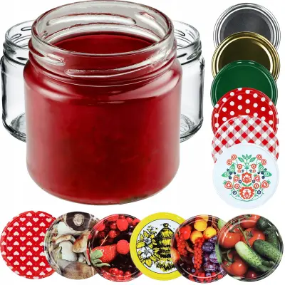 Kozarci 200 ml za medene marmelade 10 kosov Fi 66 pokrovčkov za marmelado