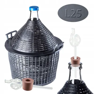 Carboy 25L za vino v košari, plutovinasta tuba, galonski set za vino, 3-delni