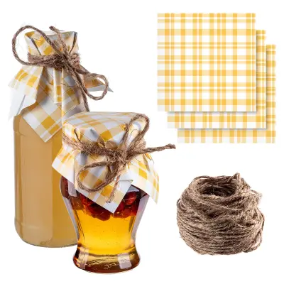 pokrovčki za kozarce, marmelade, steklenice, prtičke + jutasta vrvica x10
