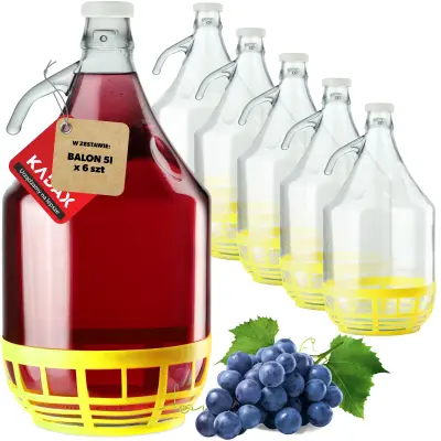 steklenica za vino 5L balon dama v košari steklenica za vino + zapiralo 6 kosov