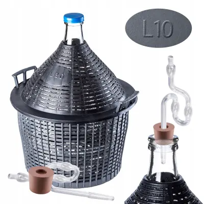Carboy 10L za vino v košari, plutovinasta tuba, galonski set za vino, 3-delni