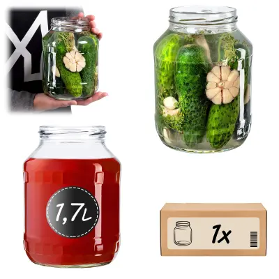 Kozarec 1,7 L Kozarci za med, marmelado, kumare, likerje Steklo 1 kos Fi89