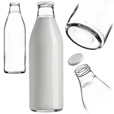 steklena steklenica 1L 1000 ml za mleko za mleko, sok, vodo, pijače s pokrovčkom
