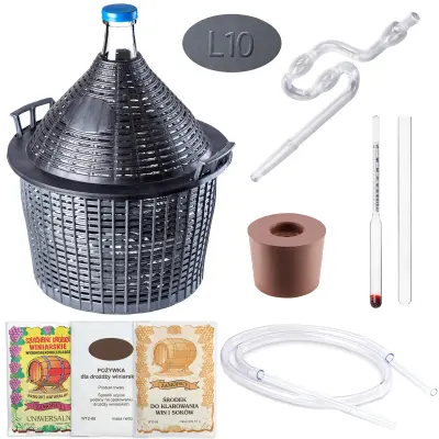Vinska steklenica Lady 10L + komplet za vino s plutovinasto zračno zaporo