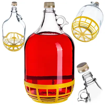 steklenica za vino 5L balon dama v košari kozarec za vino + pokrovček