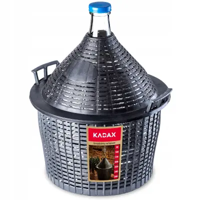 Lady's Balloon 10L steklenica za vino in liker v košarici, galona za vino s pokrovčkom