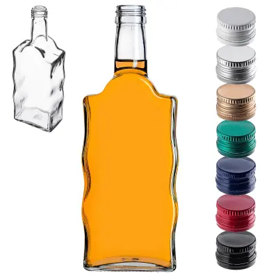 steklena steklenica Wave 500 ml za likerje, vino, liker, vodko, moonshine z navojnim pokrovčkom