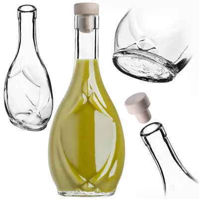 Icona steklena steklenica 250 ml za vino, likerje, sokove, likerje, mesečino s pluto