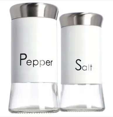 Set za sol in poper, 2 stekleni posodi za sol in poper po 150 ml