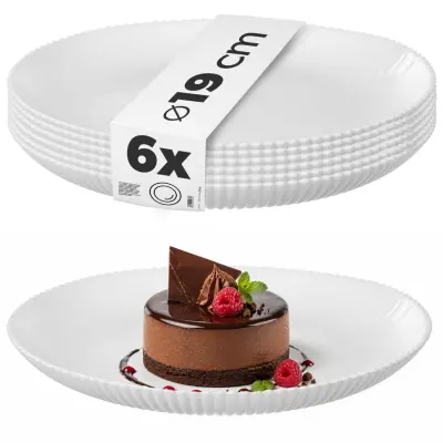 6x Desertni krožnik 19 cm Krožniki za torte Rebrasti stekleni krožniki Majhni