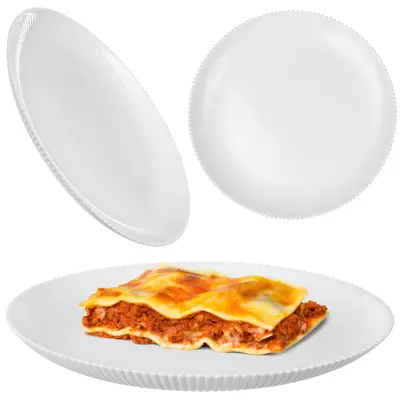 krožnik za večerjo, plitek, 26,5 cm, steklo, velik, okrogel, steklo, ravno, z žlebičem