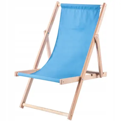 Leseni vrtni ležalnik za na plažo, zložljiv, moder, vrhunske kakovosti