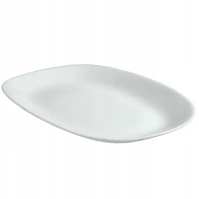 Ovalni stekleni servirni pladenj 22x16 cm za prigrizke bel
