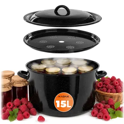 Emajliran lonec 15L za pasterizacijo Bigos s pokrovom, visok 33 cm