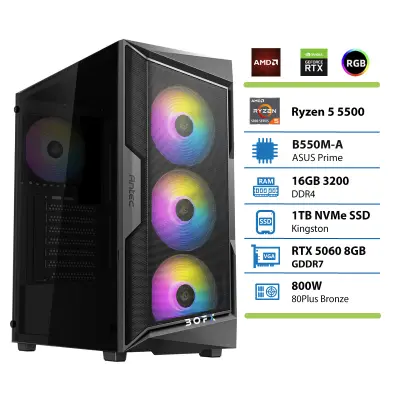 Namizni računalnik BOFX NASH 6 R5 5500 16GB 1TB RTX5060|Gaming