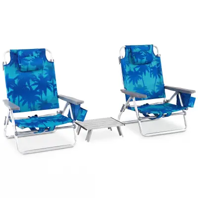 Komplet 2 plažnih stolov z mizico
